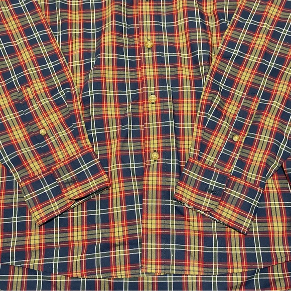 Wrangler Authentic Men's Size Large Long Sleeve Button Shirt Blue Green Plaid - Picture 3 of 7